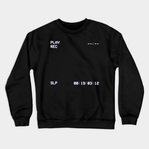 Synthwave 80s VCR play display glitch vaporwave Crewneck Sweatshirt by A Comic Wizard